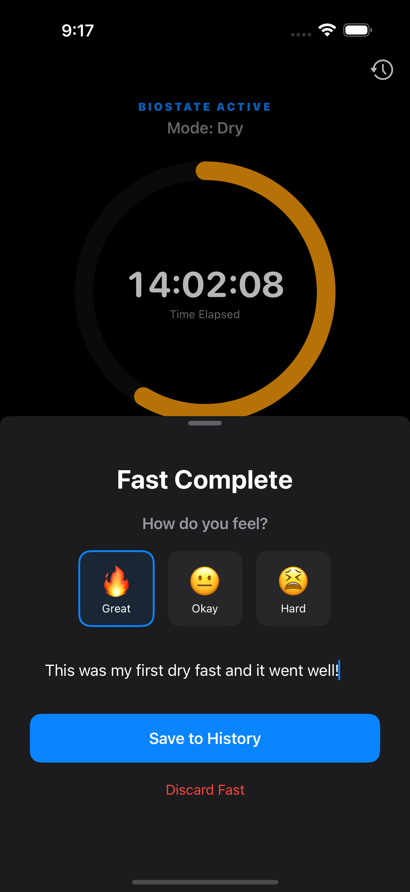 Dry fast timer with orange ring